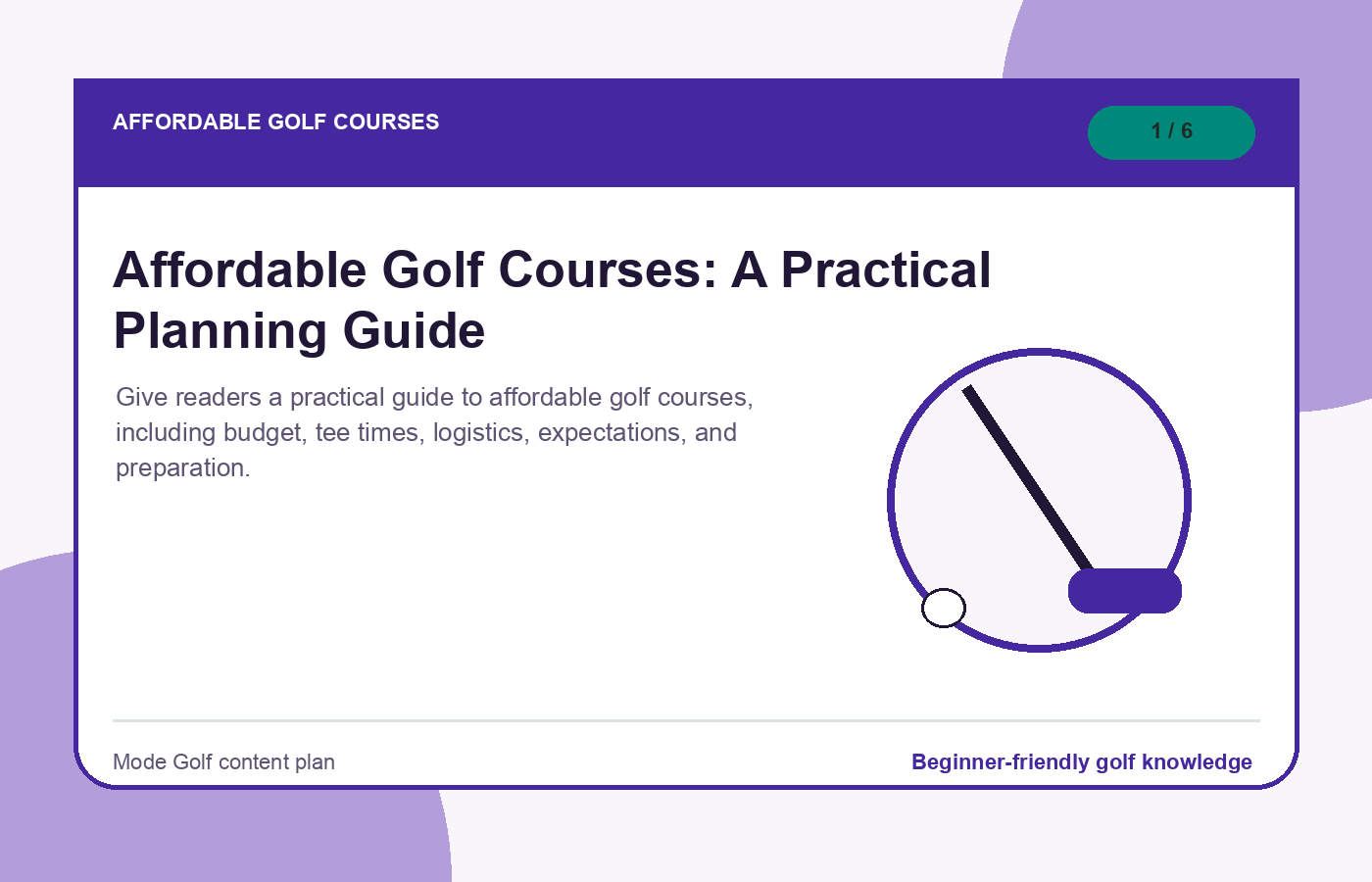 Affordable Golf Courses: A Practical Planning Guide illustration