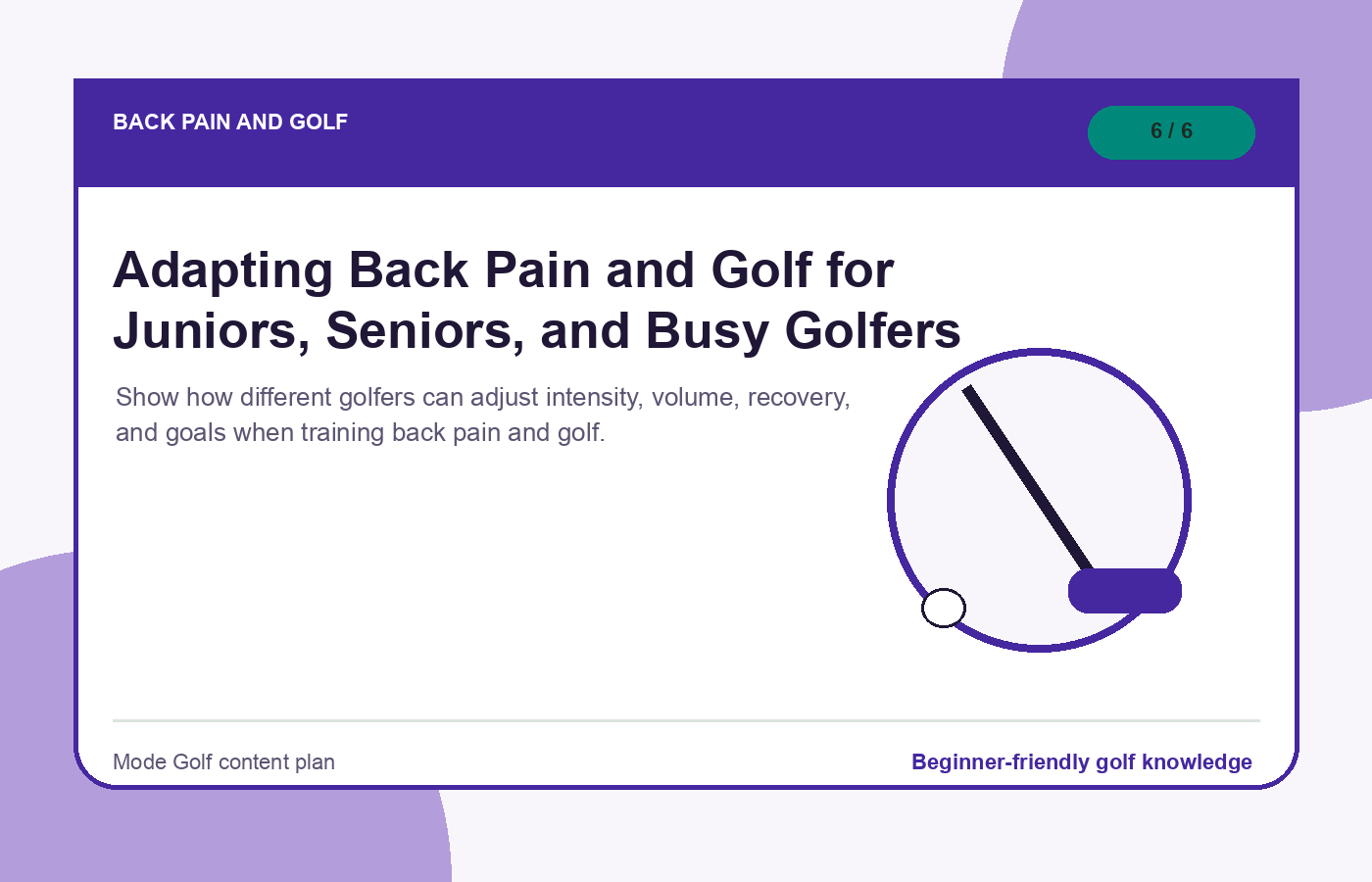 Adapting Back Pain and Golf for Juniors, Seniors, and Busy Golfers illustration