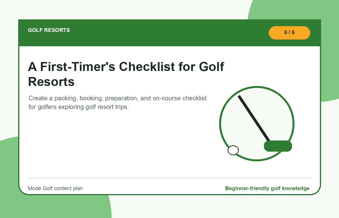 A First-Timer's Checklist for Golf Resorts illustration