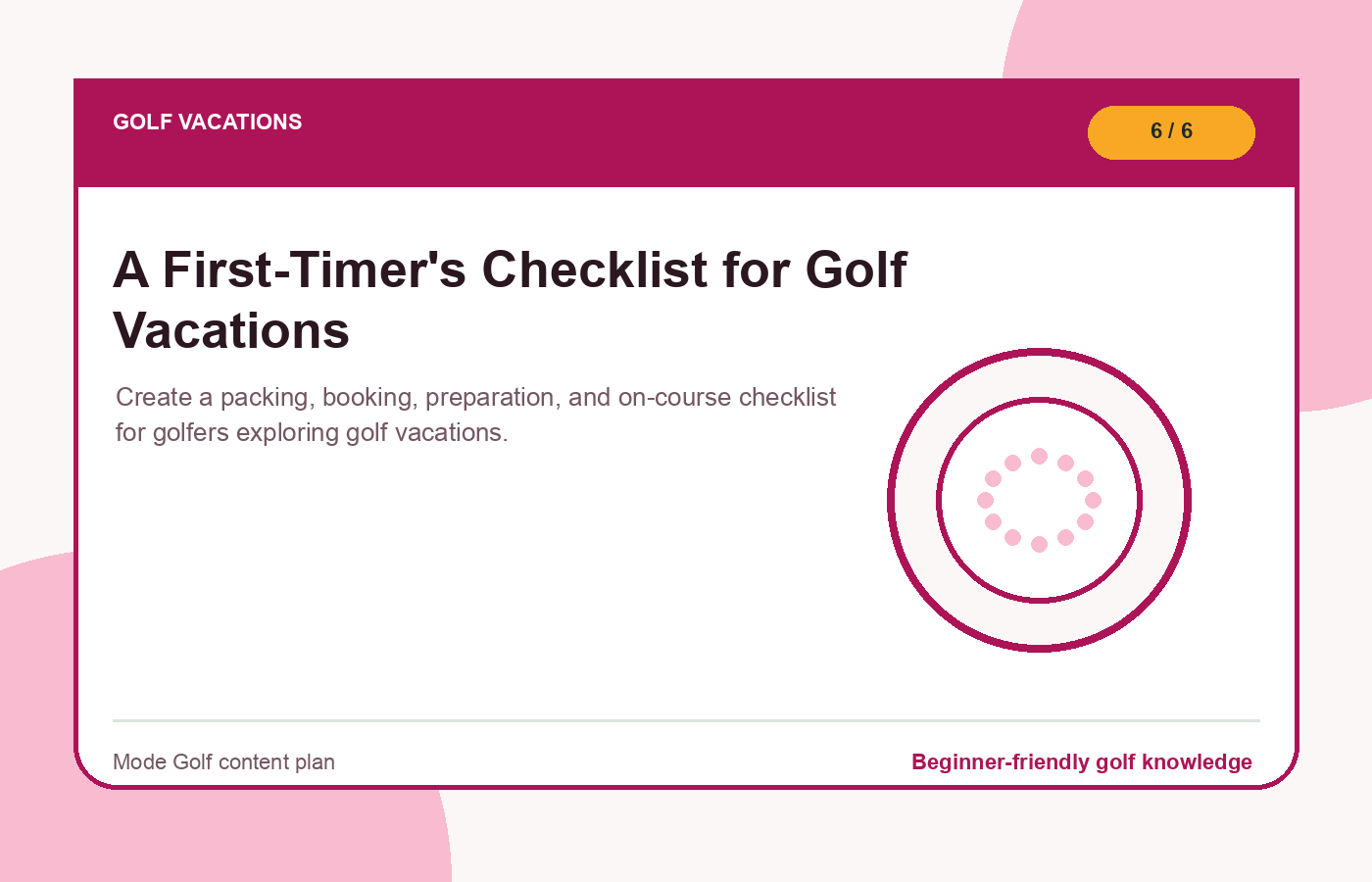 A First-Timer's Checklist for Golf Vacations illustration