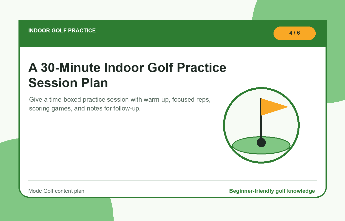 A 30-Minute Indoor Golf Practice Session Plan illustration