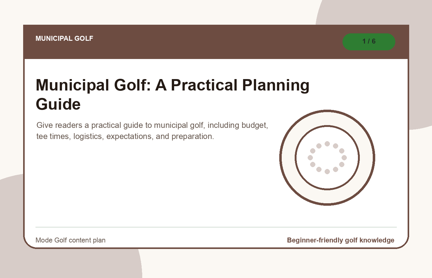 Municipal Golf: A Practical Planning Guide illustration
