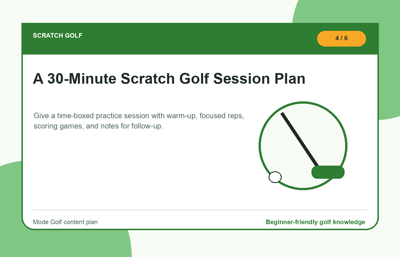 A 30-Minute Scratch Golf Session Plan illustration